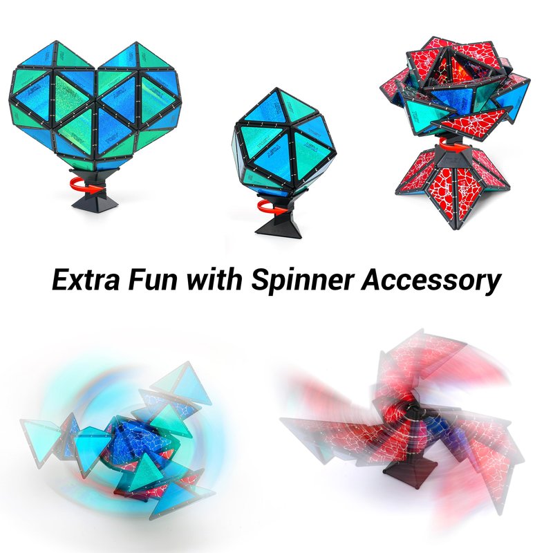 TOSY Magnet Pyramid Stone - 1 Cube Transforms into 1 Billion Shapes (Bunny, Egg Basket, Flowers, Heart), Easter Birthday Gift, 12 pcs, 243 Magnets, Holographic Design, Puzzle/STEM Toy