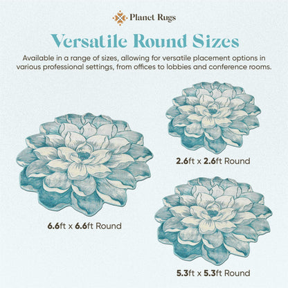 Flower Rug 2ft Round Area Rugs Cute Plush Flower Shaped Rug Circle Girly for Bedroom Floor Living Room Carpet 301 Blue