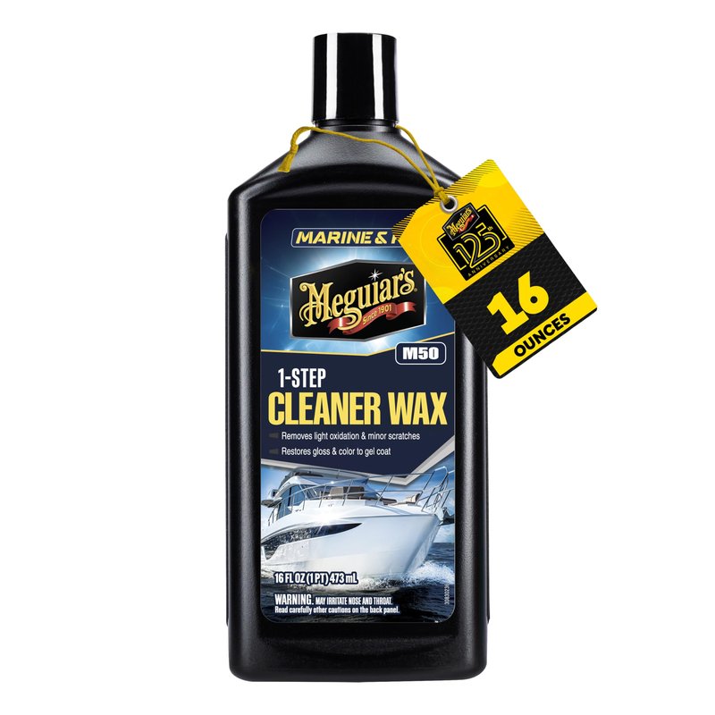 Meguiar's Marine/RV Once Step Cleaner Wax M5016 - Professional-Grade Marine and RV Cleaner, Polish and Protect for Long-Lasting Shine - Restores Color and Gloss, 16 Oz