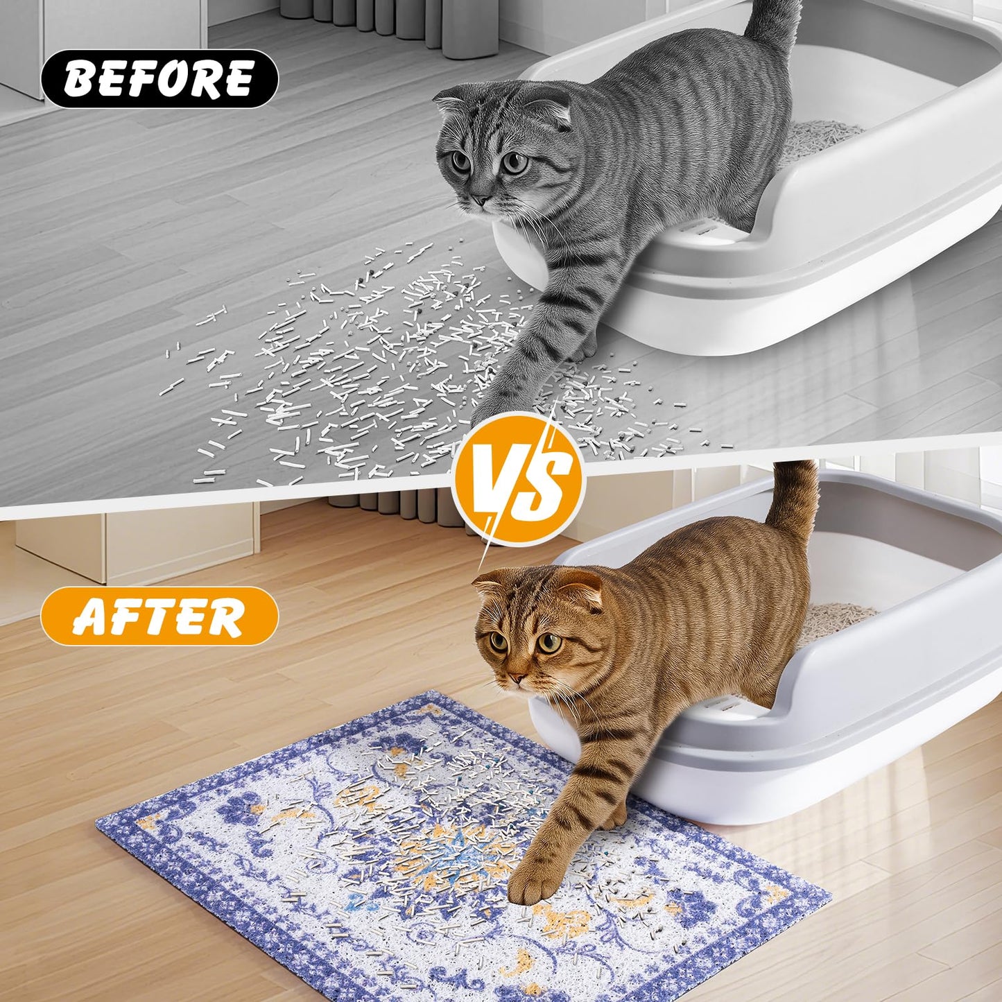 ondware Cat Litter Mat, 20x15 in Litters Box Mat Waterproof Non-Slip Easy to Clean Washable Trapping Mat for Kitty