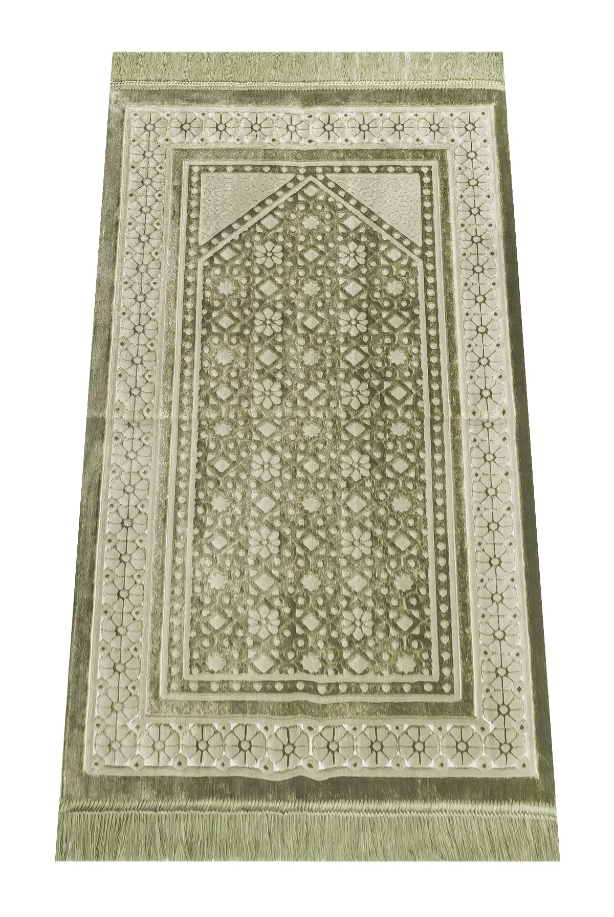 ihvan online, Soft Plush Lux Velvet Muslim Prayer Rug | Thick Janamaz | Sajadah | Soft Islamic Prayer Rug | Islamic Gifts | Prayer Carpet Mat, Elegant, Color: Green