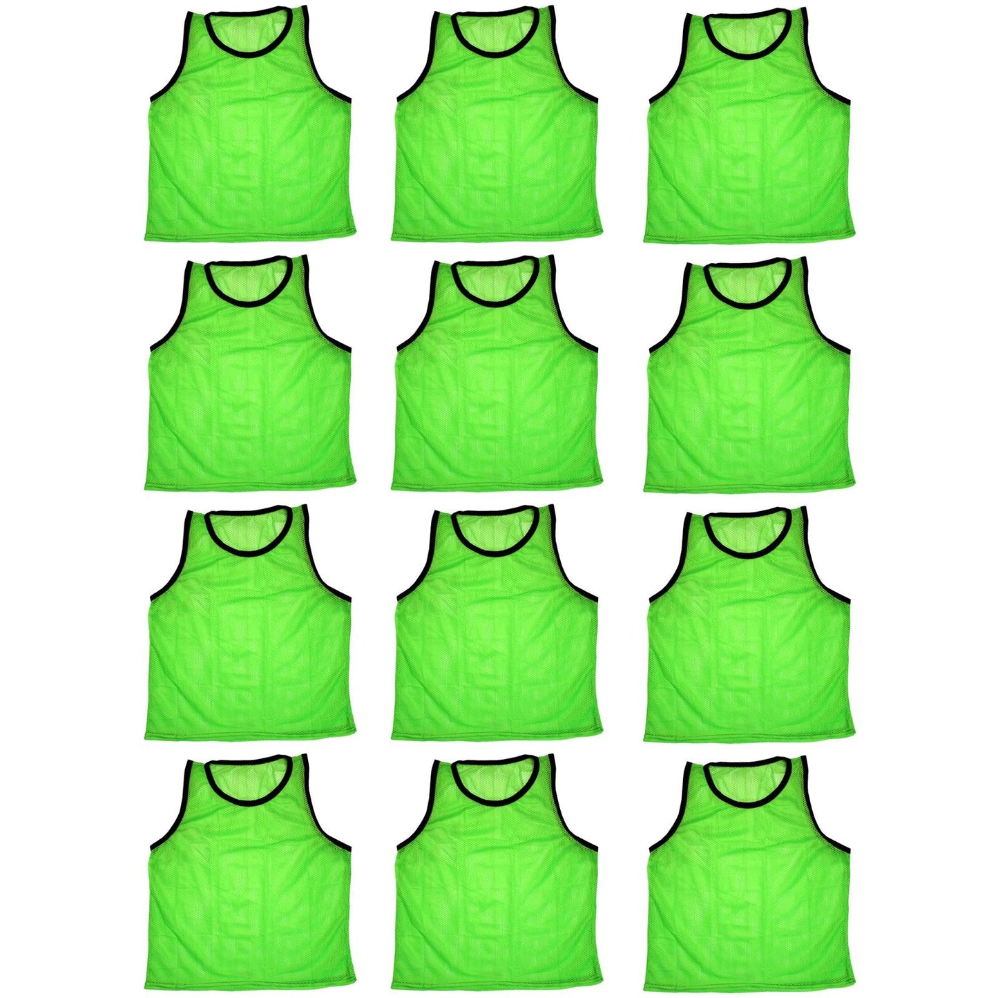 BlueDot Trading Boys 12 Pack Nylon Mesh Scrimmage Vests for Soccer, Football, Basketball, Lacrosse Team Practice Sports Training aids, Green, One Size US