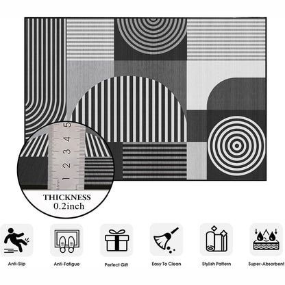 Glocmna Area Rug 5x7 Grey Geometric Rug for Living Room Black White Machine Washable Gray Minimalist Mid Century Modern Rugs Non Slip Low Pile Large Dining Room Indoor Floor Carpet for Bedroom Office