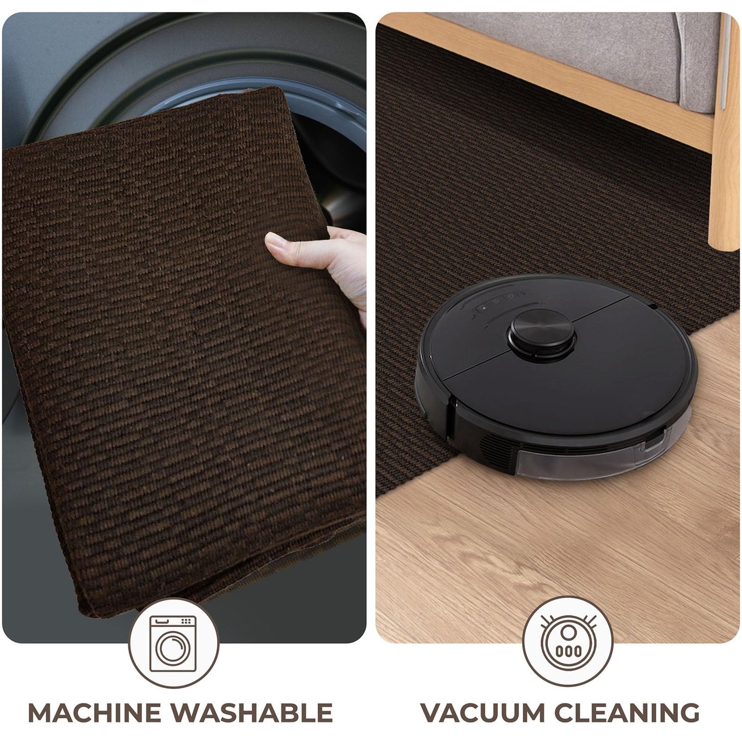 KOZYFLY Washable Runner Rug 2x5 Ft Runners for Hallways Rubber Backed Throw Rug, Braided Cotton Entryway Runner Indoor, Carpet Runners for Hallway Kitchen Entryway Bedroom, Dark Coffee/Brown