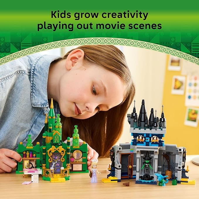LEGO Wicked Emerald City &amp Kiamo Ko Castle Building Toy - Elphaba &amp Glinda Toy Figures 2 Buildable Playsets &amp Flying Monkey Minifigure for Kids Ages 9+ - Wicked Merch Gift for Girls &am
