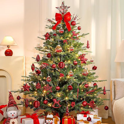 SHareconn 100pcs Christmas Tree Decorations Ornaments Set, Shatterproof Plastic Baubles Decorative Balls for Xmas Tree Decor Holiday Wedding Party, Burgundy