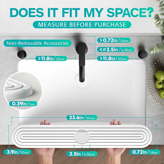 Stone Faucet Mat for Kitchen Sink – Diatomite Fast-Drying Stone Tray, Faucet