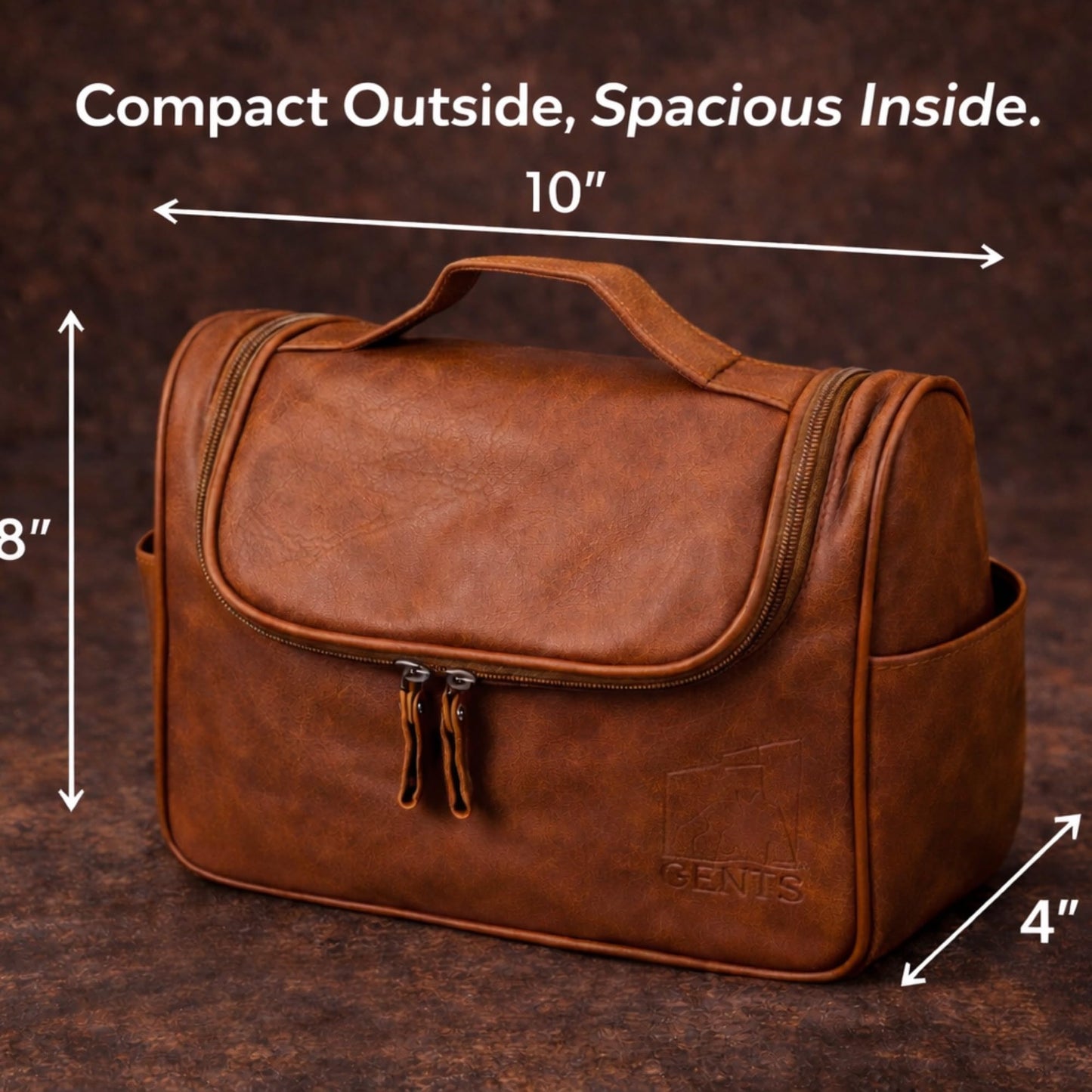 G.B.S GENTS Faux Leather Men’s Toiletry Bag – Travel Dopp Kit with Zippered Compartments, Carry Handle, Water-Resistant Lining – Shaving & Grooming Organizer for Men