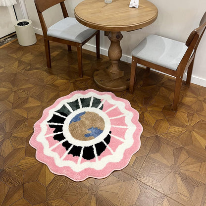 LAKEA Pink Round Tufted Rug Soft Thick Plush Educational Non-Slip Durable Easy Clean Bedroom Friendly Global Decor (35.4X35.4 inch)