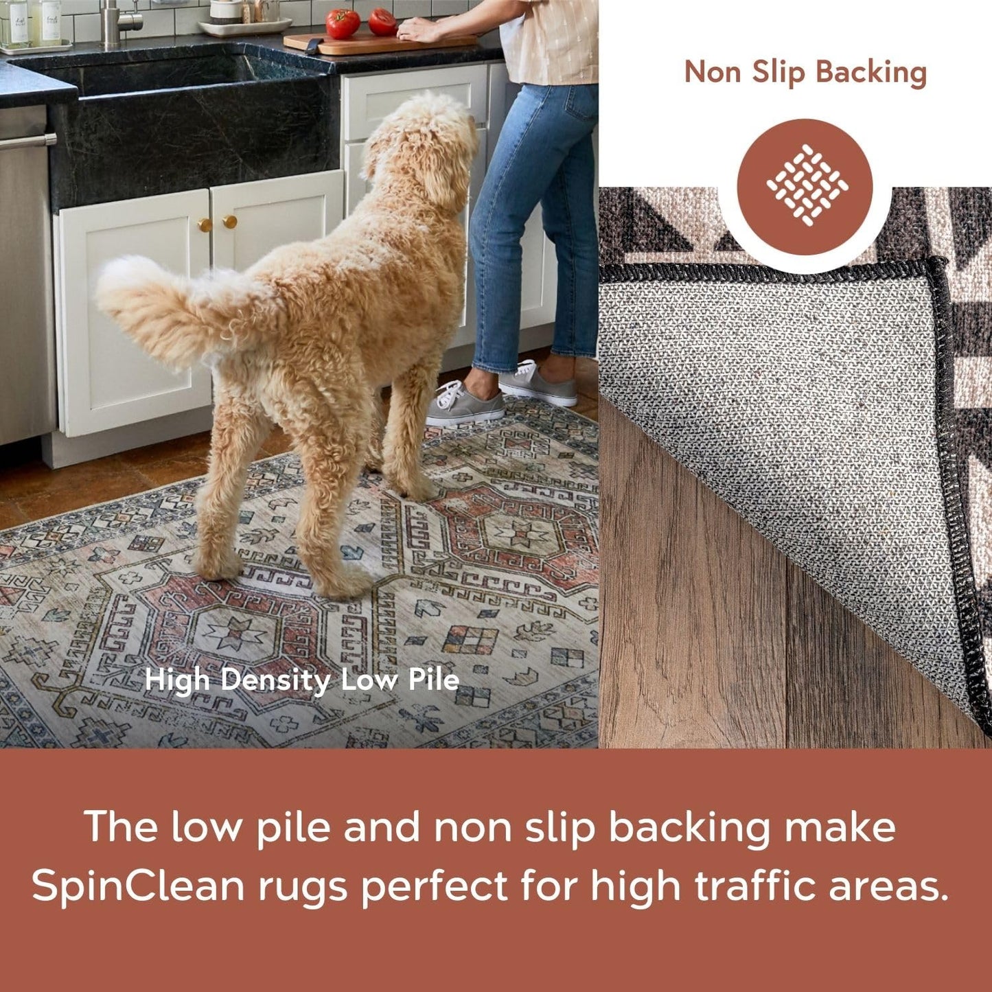Nuloom SpinClean Leighton Beige/Ivory, 4' x 6', Tribal, Soft and Cozy,, High Traffic, Stain Resistant, Easy Clean, Durable, Machine Washable Area Rug for Bedroom, Living Room, Dining, Entryway