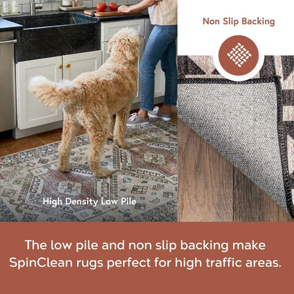 Nuloom SpinClean Leighton Beige/Ivory, 4' x 6', Tribal, Soft and Cozy,, High Traffic, Stain Resistant, Easy Clean, Durable, Machine Washable Area Rug for Bedroom, Living Room, Dining, Entryway