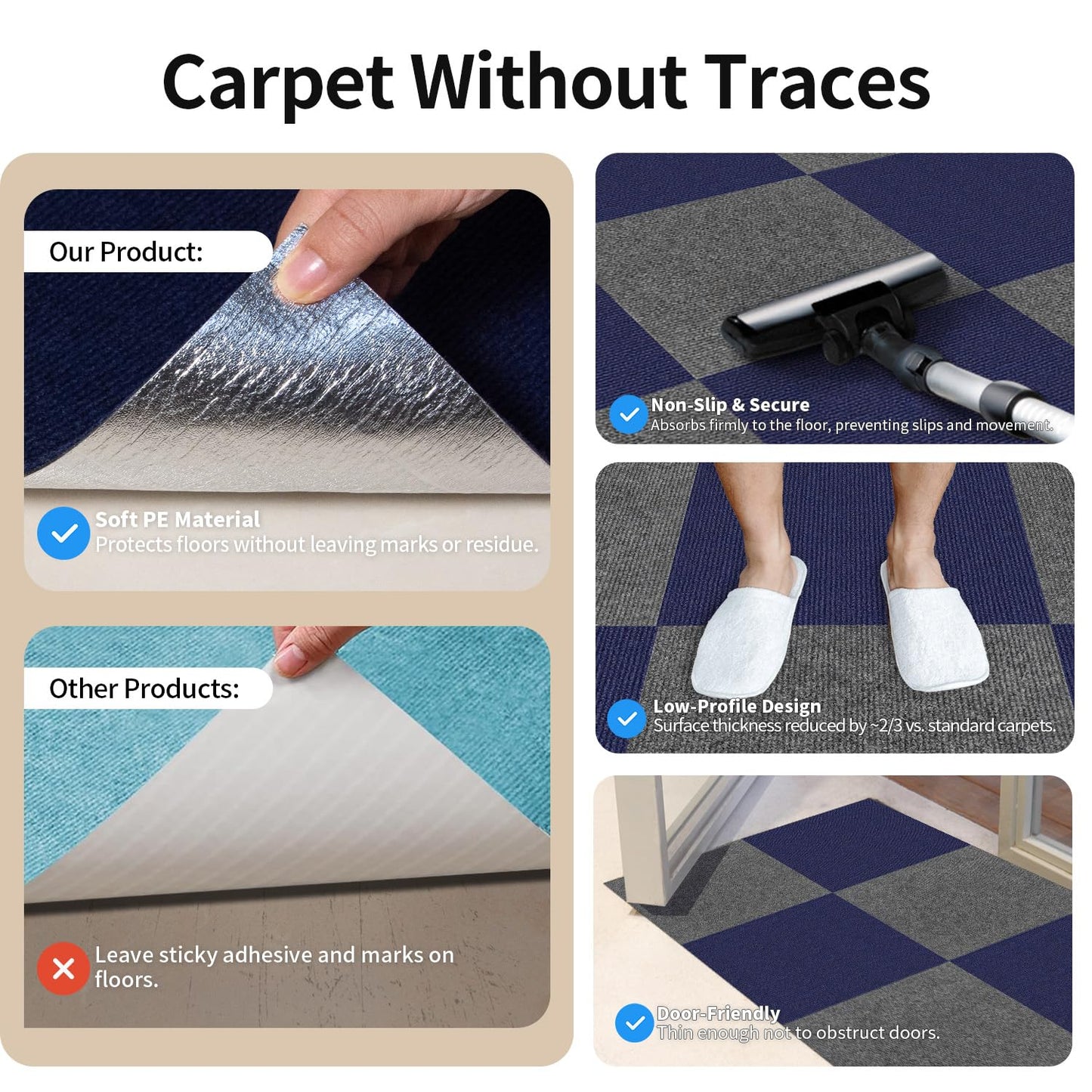 AKIVIDA Carpet Tiles Peel and Stick, 12”x 12” Non-Slip Self Adhesive Squares Carpet Floor Tile, 10Pcs DIY Reusable Waterproof Carpet for Living Room Bedroom