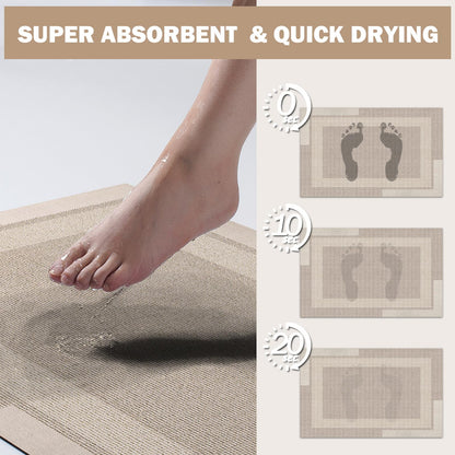 YDKGL Non Slip Bath Mat, Rubber Backing Ultra Thin Bathroom Rugs Fit Under Door Quick Dry Super Absorbent Washable Bath Rug Shower Mat for Bathroom Floor Bathtub Shower Sink, Easy Care Beige 16"x 24"