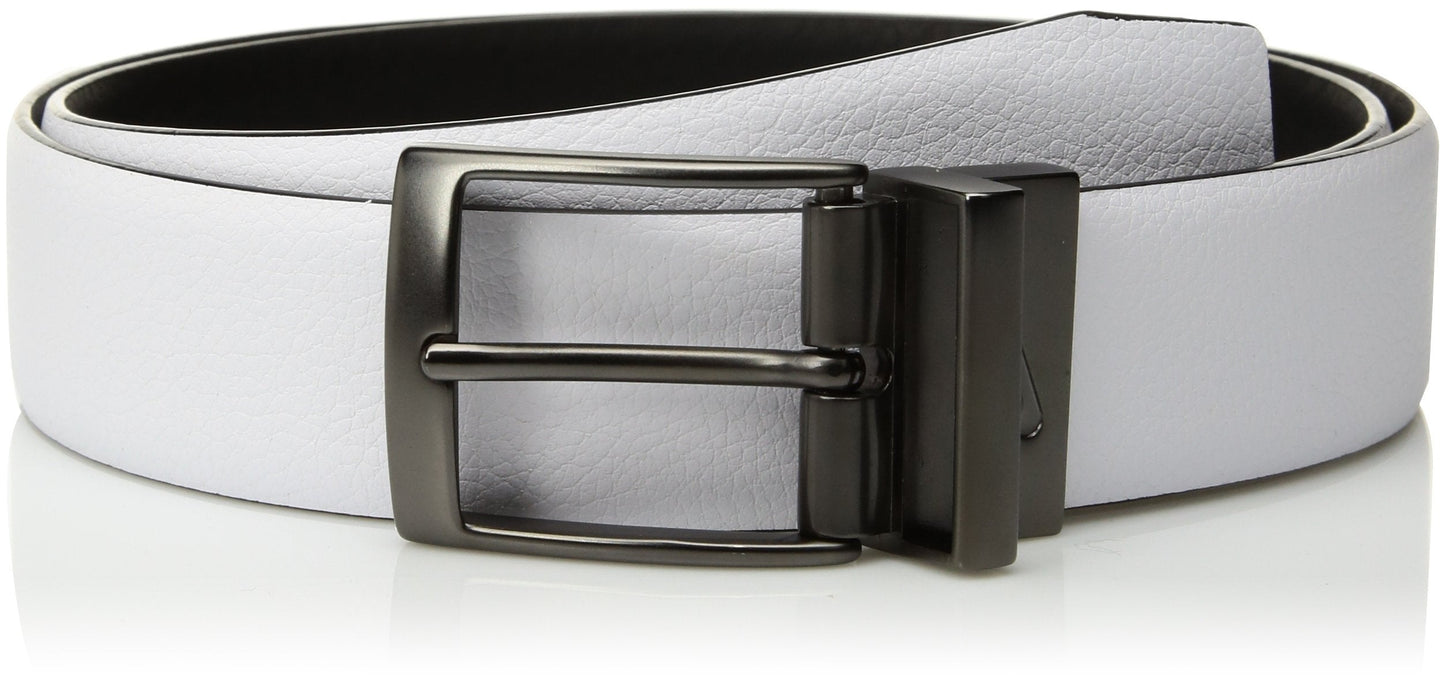 Nike Men's PEBBLE FEATHER EDGE REVERSIBLE BELT Accessory, white/black, 32