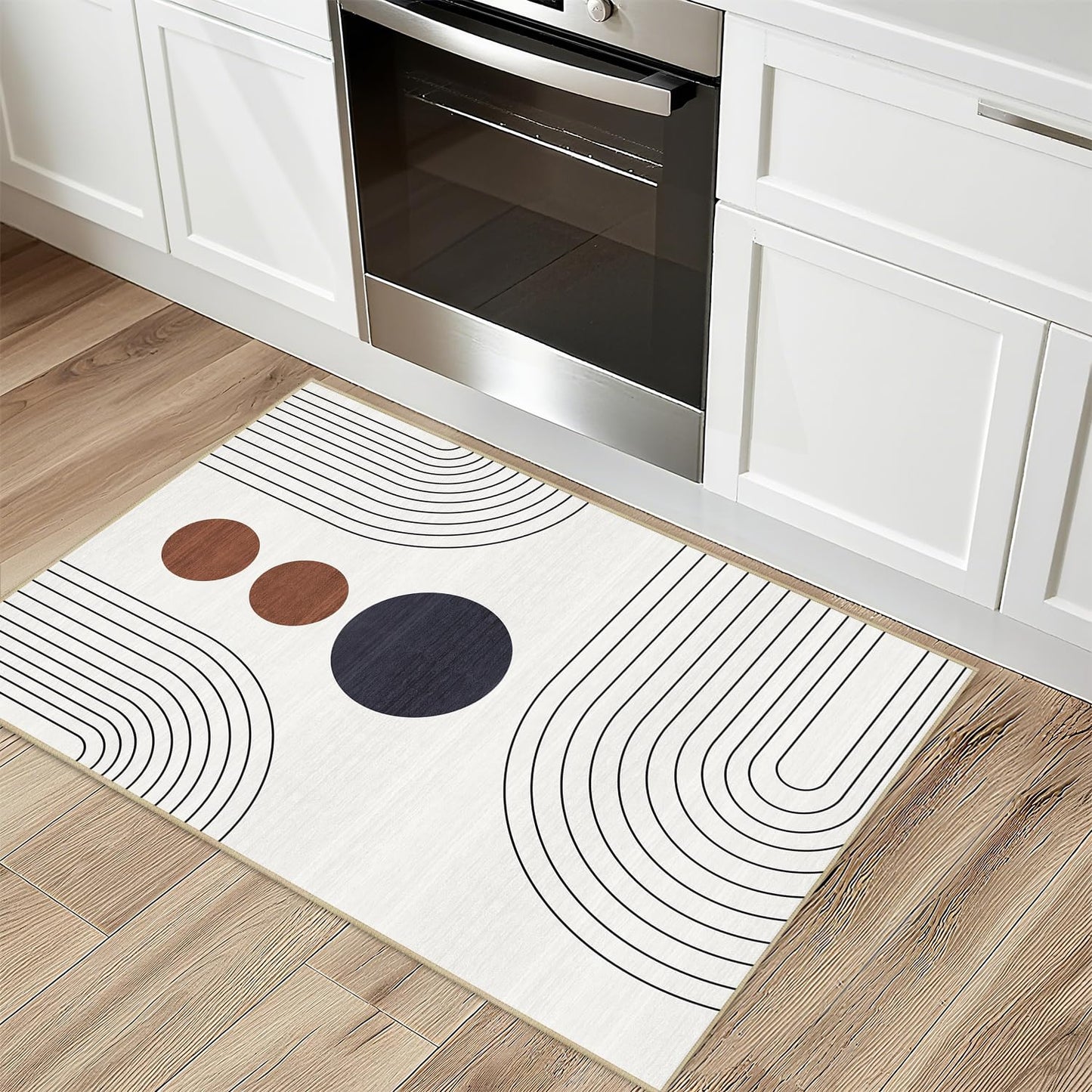 Boho 2x3 Rug for Entryway Modern Minimalist Abstract Line Area Rug Mid Century Modern Machine Washable Door Mat Contemporary Rugs Non-Slip Printed Low-Pile Floor Carpet for Kitchen Bathroom Laundry