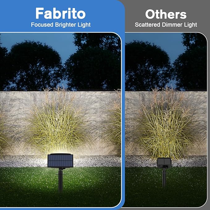 Fabrito Solar Spot Lights Outdoor 136 LEDs, Big Brighter Lighting Solar Lights Outdoor, 6 Pack IP65 Waterproof Landscape Spotlights Auto On/Off for Yard, Garden, Pathway, Plants,Tree (Cool White)