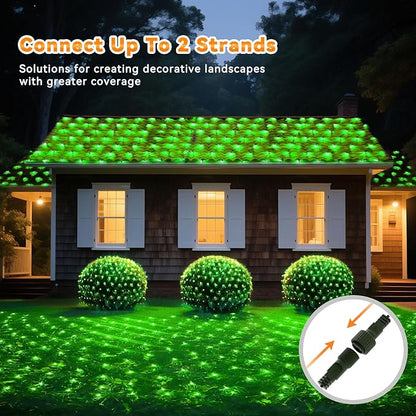 LitHome 14.8FT x 5FT Christmas Net Lights Outdoor Mesh Lights,300 LED Christmas Net Light for Bushes Connectable,8 Modes Green Giant Mesh Light Waterproof for Garden Party Roof St Patrick’s Day Decor
