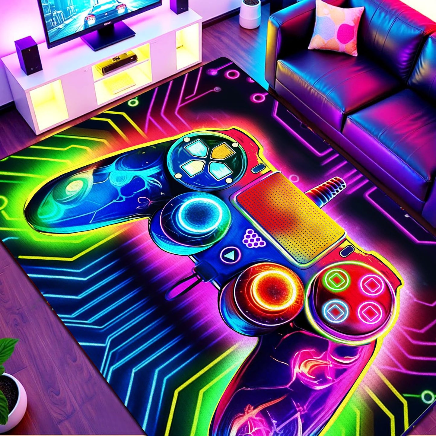 Gaming Area Rugs for Boys Cool Gamer Control Carpets for Bedroom Large Non Slip Area Rugs for Playroom Game Console Decorative Floor Mats 60" x 39"