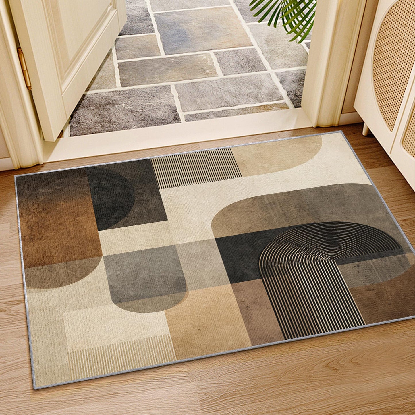 Phtbz Earth Tone Rugs for Living Room -Mid Century Rug, 3x4 ft, Boho Geometric Area Rugs for Bedroom, Modern Abstract Washable Carpet for Entryway, Kitchen, Earth Tone Mid Century Home Decor & Gifts