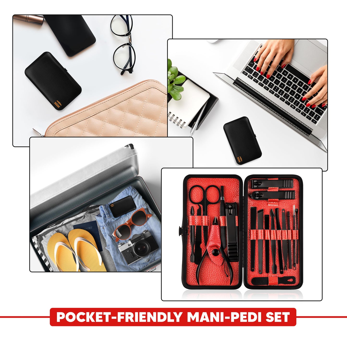 Utopia Care Nail Clippers Professional Nail Kit or Manicure Kit for Women and Men, Stocking Stuffers or Groomsmen Gifts 16Pcs Pedicure Set for Fingernail, Toenail Clippers with Travel Case