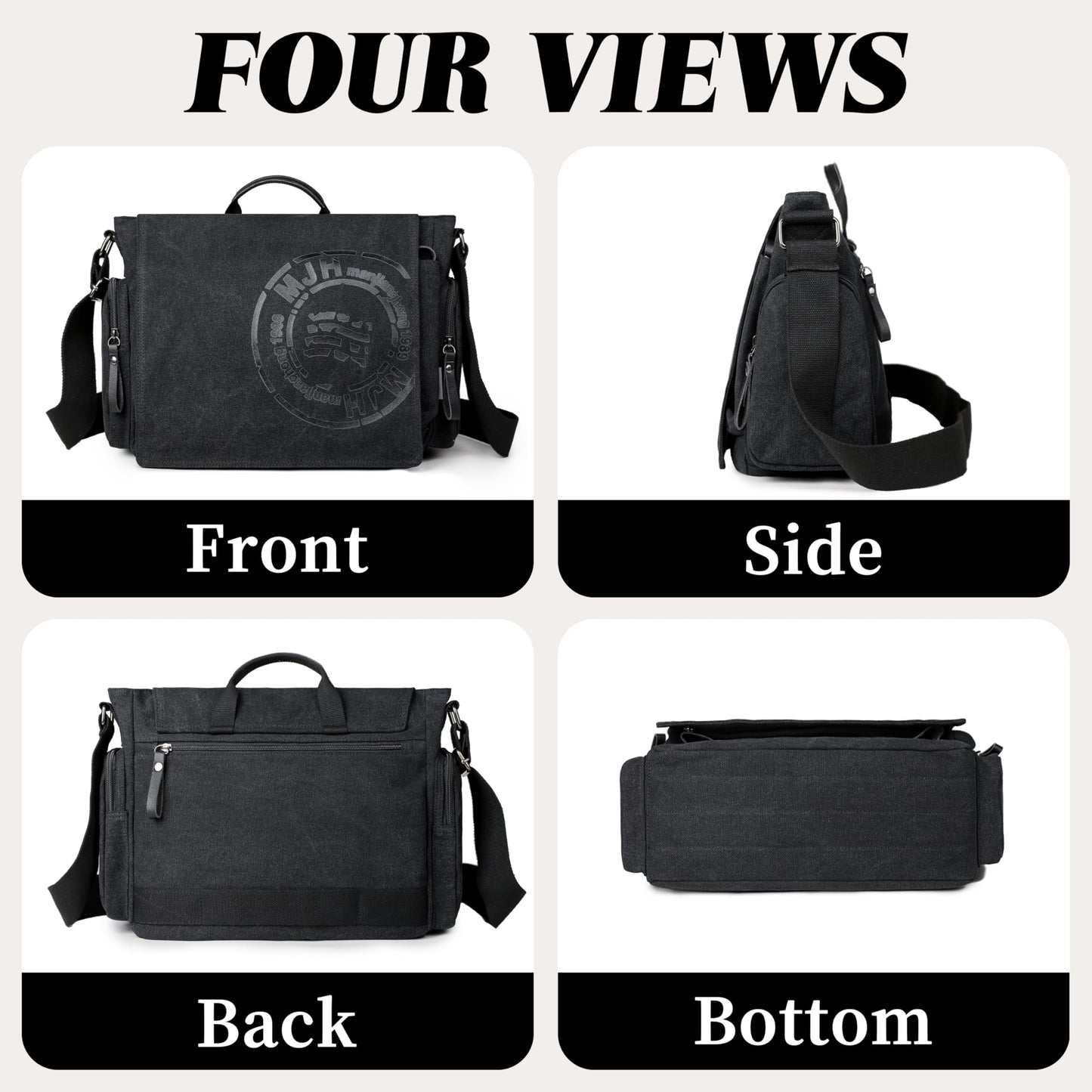 FSD.WG Satchel Messenger Bag for Men Canvas,Travel Shoulder bag 13.5" Laptop Bags