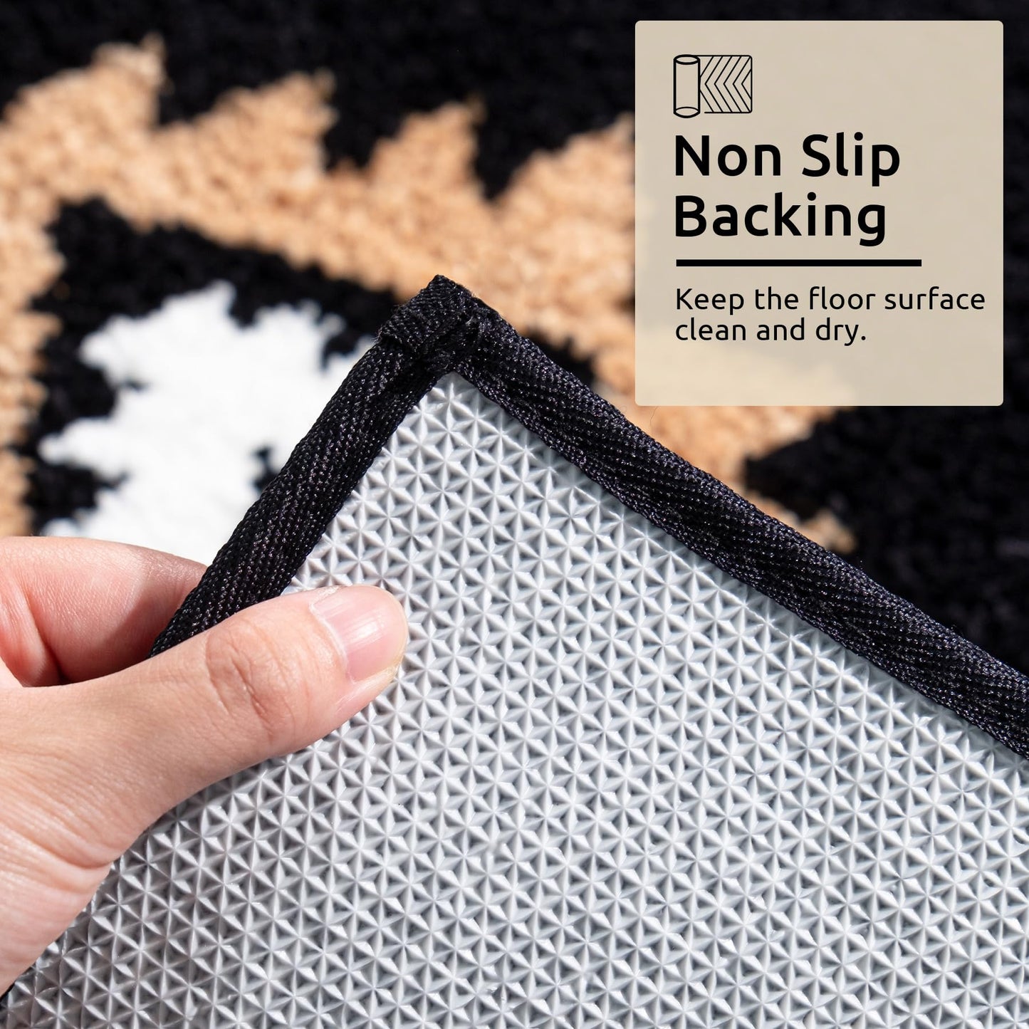 DEXDE Boho Bathroom Rugs Runner 20x47, Black Aztec Western Bath Mat Non Slip Long Luxury Large Bath Rugs Soft Absorbent Carpet for Shower Kitchen Entryway Modern