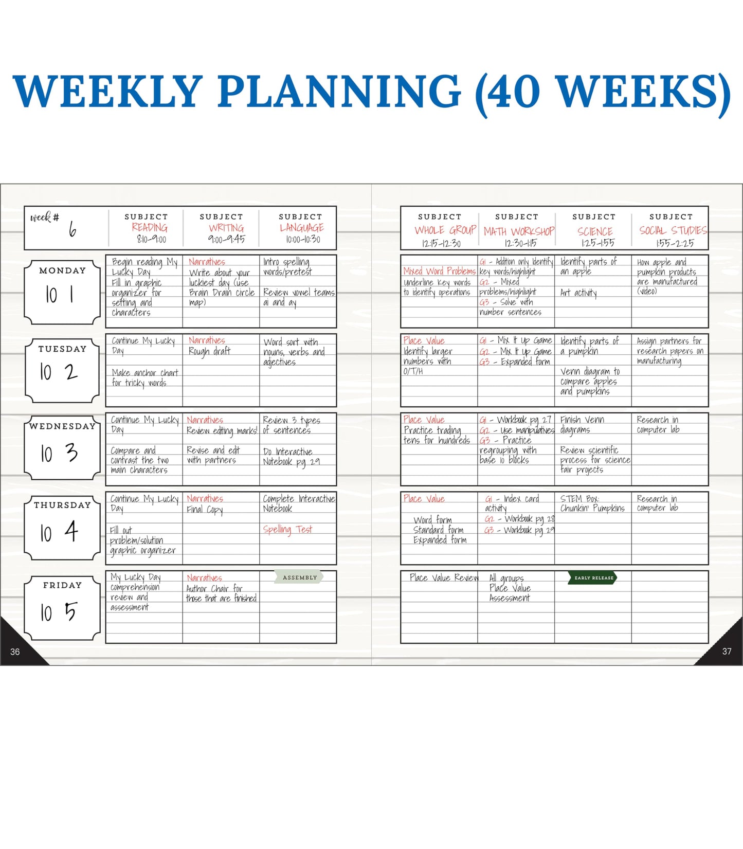 Carson Dellosa Education Modern Farmhouse Teacher Planner 2025-2026,Undated 8" x 11" Lesson Plan Book With Stickers, Class Schedule & Weekly Calendar School Supplies, Homeschool & Classroom Must Haves
