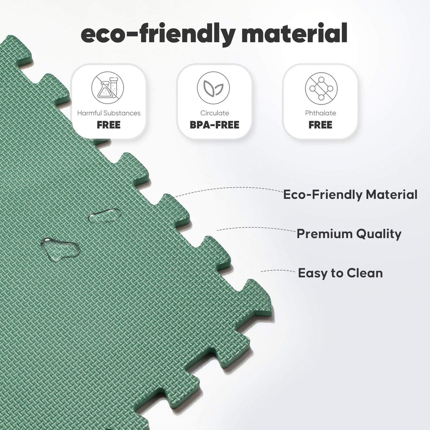 32 Pack Home Gym Mat, Puzzle Exercise Mat, EVA Interlocking Foam Floor Tiles for Home Workout Equipment and Kids' Play Areas - Blue, 24 in x 24 in x ½ in - (Green, 32 Pack(128 SQ FT))