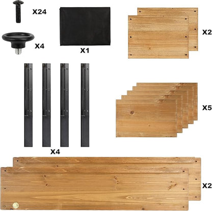 Wood Rectangular Garden Planter Box Raised Garden Bed Outdoor,Planters for Outdoor Plants 37x13x15in Elevated Planter Box for Herbs Vegetables Flowers Great for Patio Deck Balcony