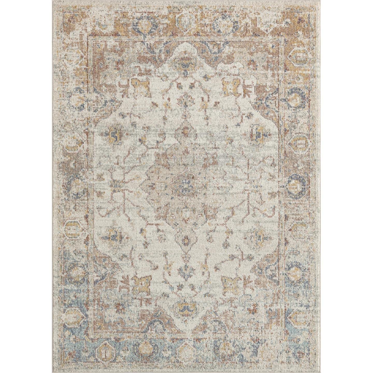 LUXE WEAVERS Floral Pattern Farmhouse Area Rug, 5X7, Cream