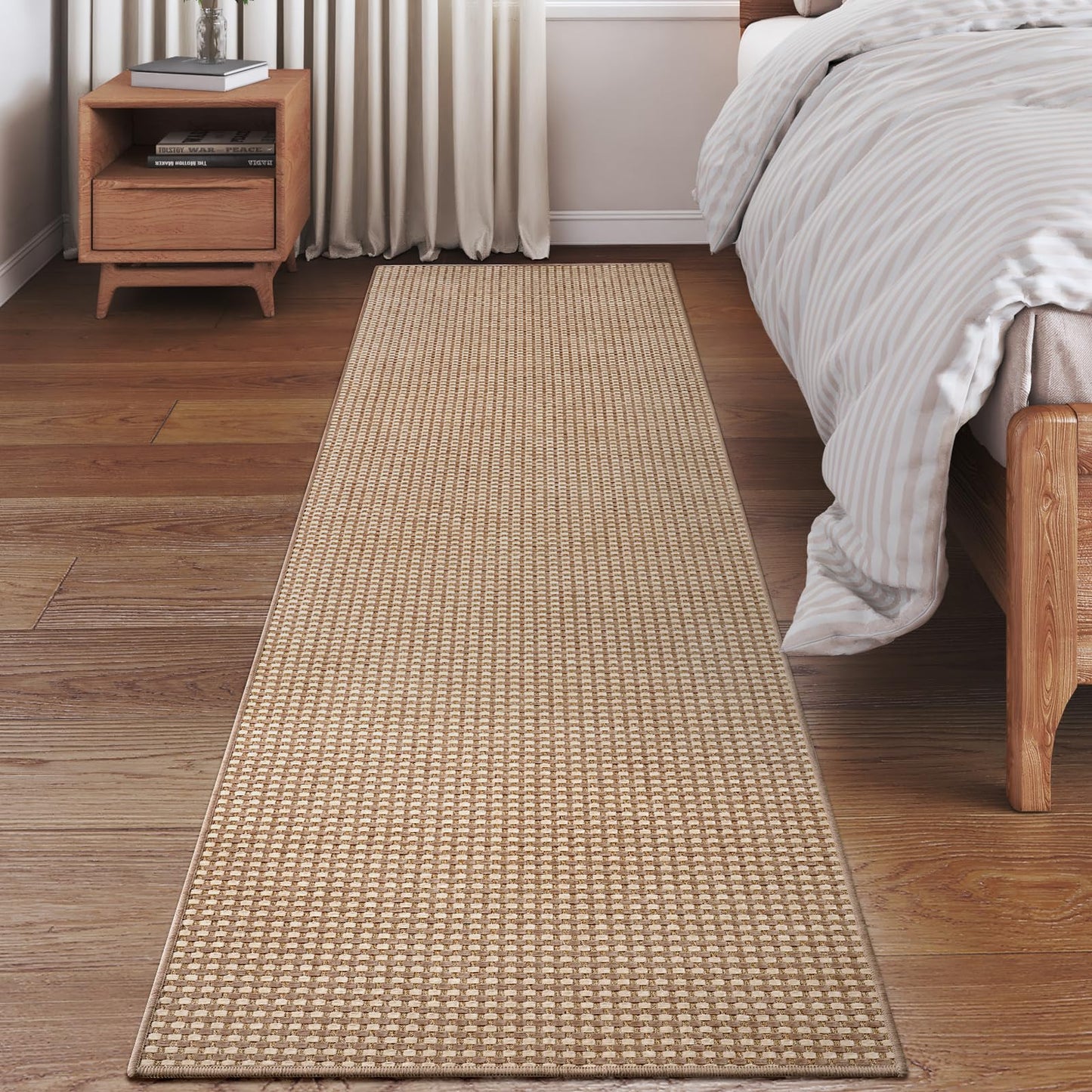 YDKGL 2x6 ft Kitchen Runner Rug Mat Non Slip Boho Woven Hallway Runner Washable, Soft Long Entryway Laundry Hall Floor Runners Rugs Carpet for Indoor Backdoor Bedroom Kitchen Living Room, Brown