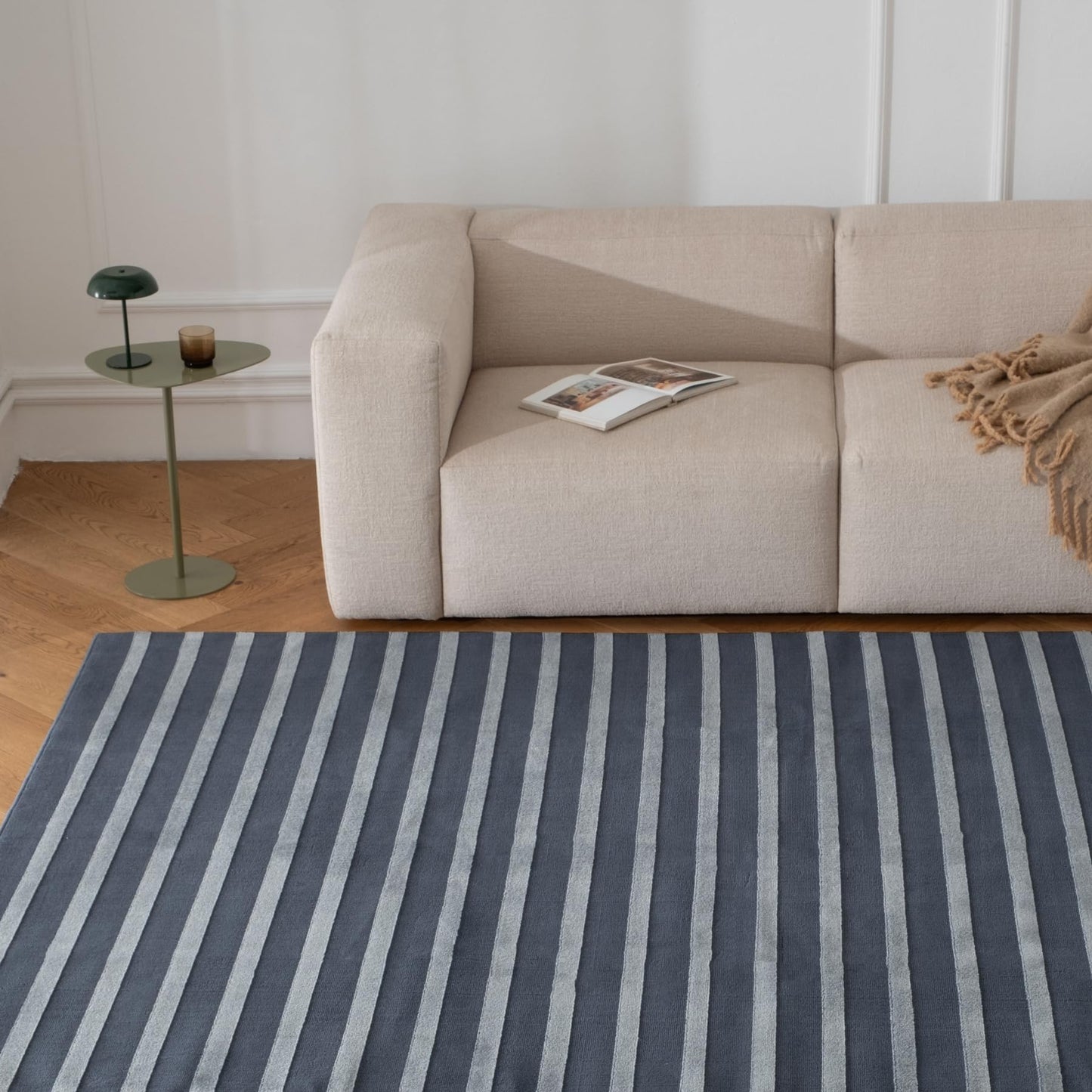 Revival Rugs Staves 7'x9' Area Rugs for Living Room Bedroom Dining Room - Washable, Oeko-TEX Certified, Blue