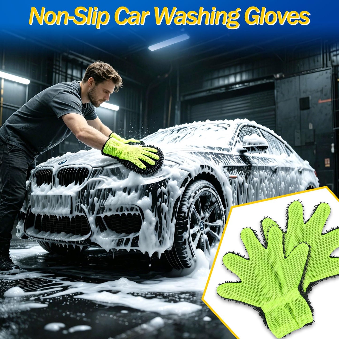 Bamgoten (8'6"× 20'）Garage Mats for Floor,1.2-Inch PVC Raised Edges for Cars SUVs Trucks for Residential Garages, Parking Lots, Warehouses and Repair Shops, Includes Gloves, Scraper, and Velcro Straps