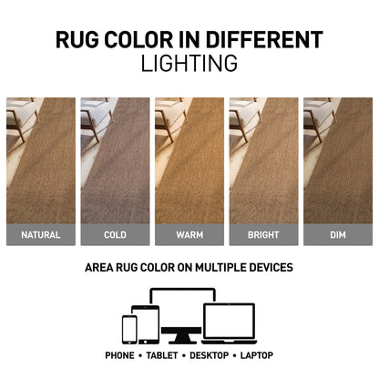 Rugshop Floral Indoor Outdoor Flat Woven Area Rug,Natural Jute-Style,Easy-Care Patio Rug for Backyard Porch Deck Balcony, 5' x 7' Natural/Jute