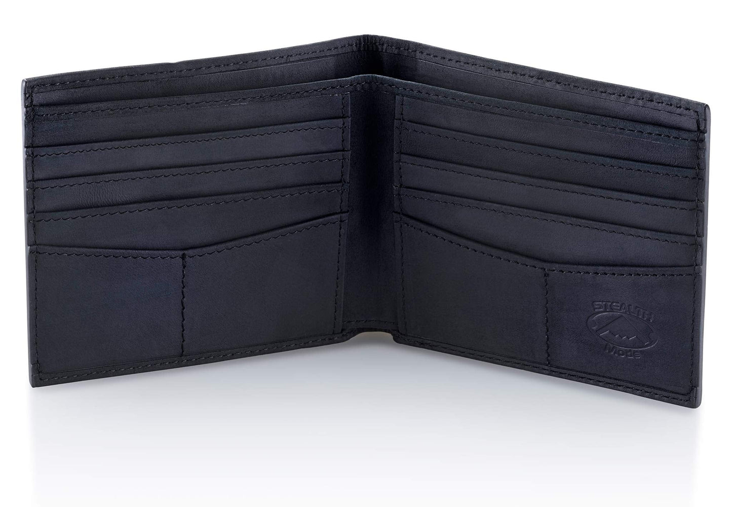 Stealth Mode RFID Wallet for Men - Genuine Napa Leather Bifold Mens Wallet with 8 Card Slots & Divided Billfold - Elegant Gift Box Packaging, RFID Blocking Technology