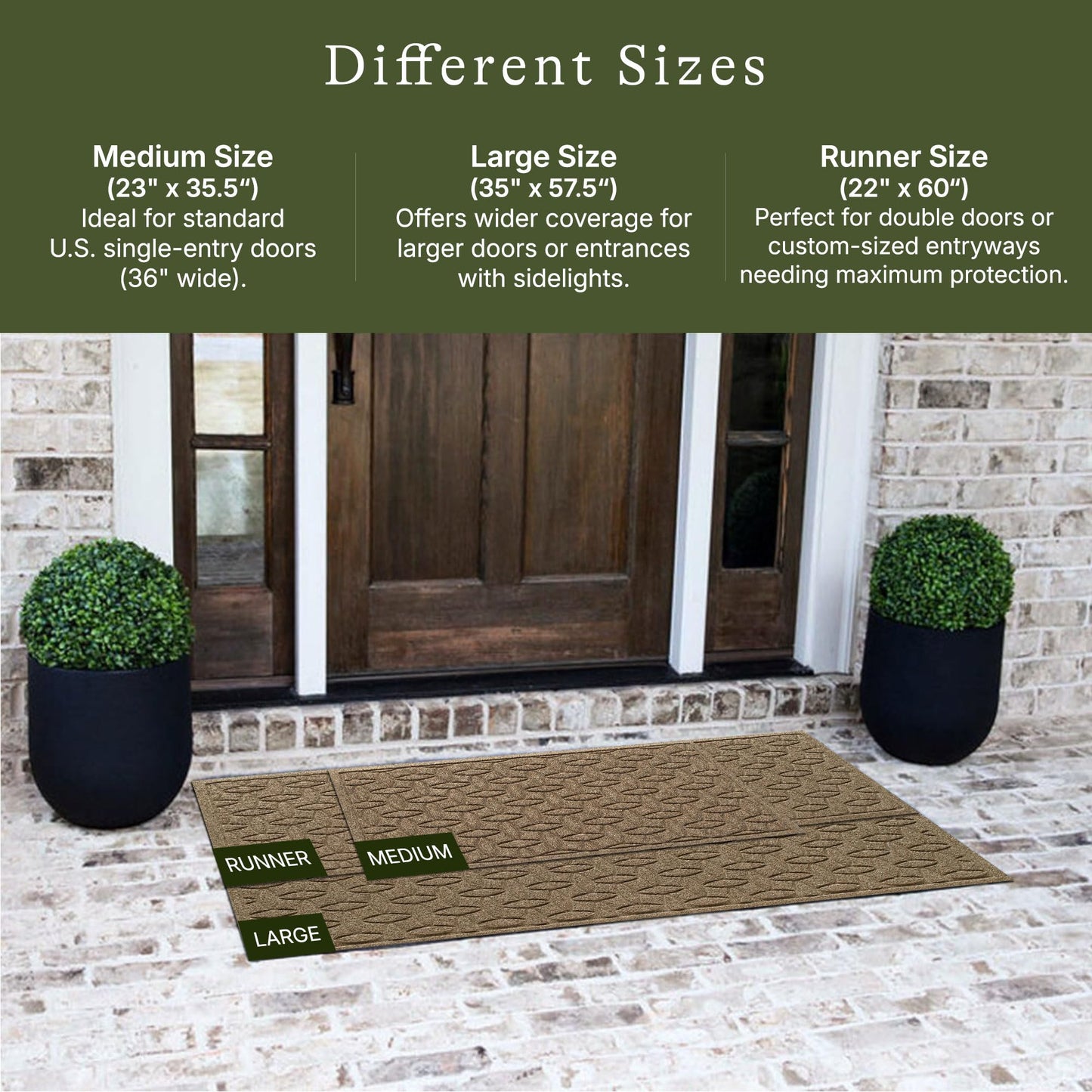 WaterHog Ellipse Front Door Mat Indoor Outdoor Entrance, Absorbent All-Weather Doormat with Non-Slip Rubber Backing, Dirt & Moisture Trapper, Low Profile, Easy Clean, Made in USA, 23"x35.5" Camel