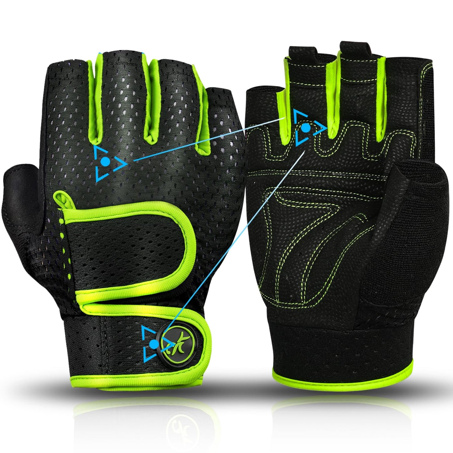 MOREOK Workout Gloves Padded Weight Lifting Gloves for Men/Women Green-L