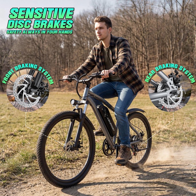 Electric Bike for Adults, 26" Commuter Ebikes with 7-Speed Gears, 25MPH Lightweight E Bike, 720W Peak Motor, 375Wh Removable Battery, 50 Miles Range, Electric Mountain Bicycle for All Terrain (Gray)