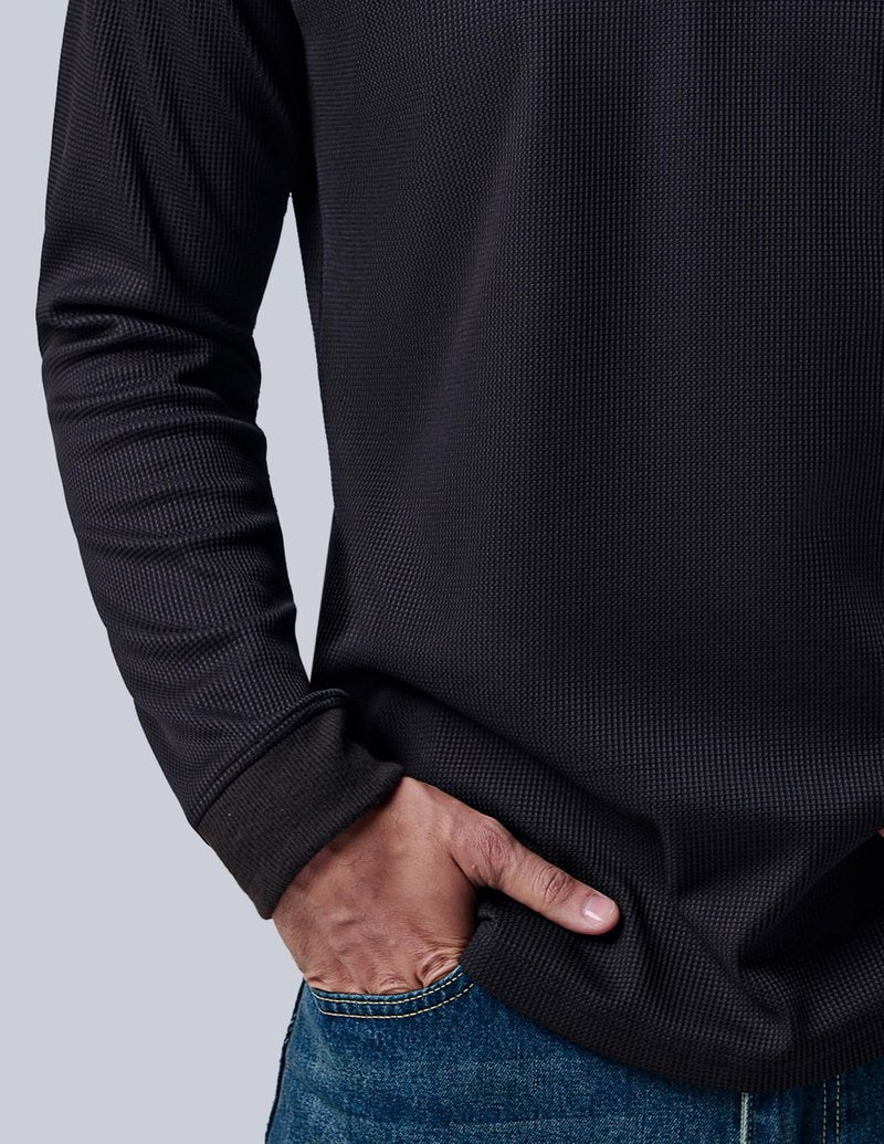 3 Pack Mens Waffle Henley Thermal Long Sleeve Shirts, Casual Fitted Fall Shirts for Men (Set 6, X-Large)