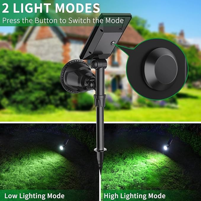 JSOT Solar Spot Lights Outdoor, 600LM Outdoor Spotlight Waterproof Landscape Lighting, Solar Garden Decor Lamp Wall Light for Yard Pathway Path Driveway Pool Backyard Decorative(Cool White 2 Pack)