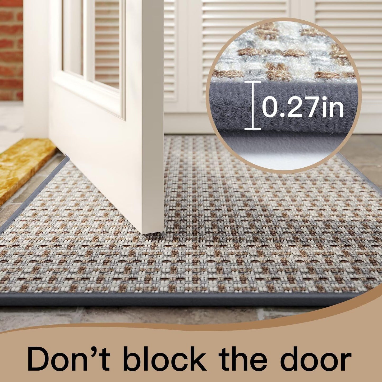 YDKGL Door Mat Entrance 24"x35", Dirt Resistant and Absorbent, Non-Slip Rubber Backing Floor Mats, Easy Clean Low-Profile Doormat for Entryway, Front Door, Inside Entrance, Grey