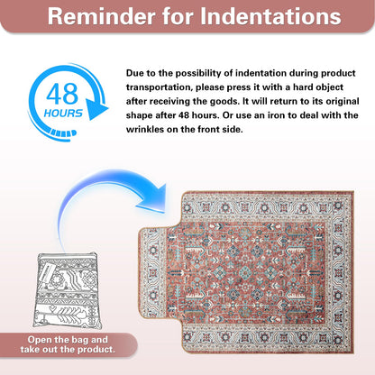 36" X 48" Office Chair Mat for Hardwood and Tile Floors, Under Desk Chair Mat for Carpet Protector Rolling Computer Chairs, Machine Washable Non-Slip Area Rug, Red Brown