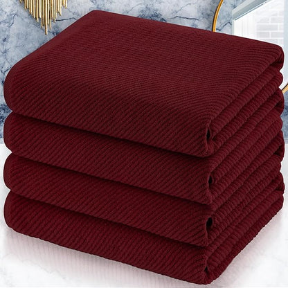 VOOVA & MOVAS Red Bath Towels, 4 Pack Large 30" x 56"