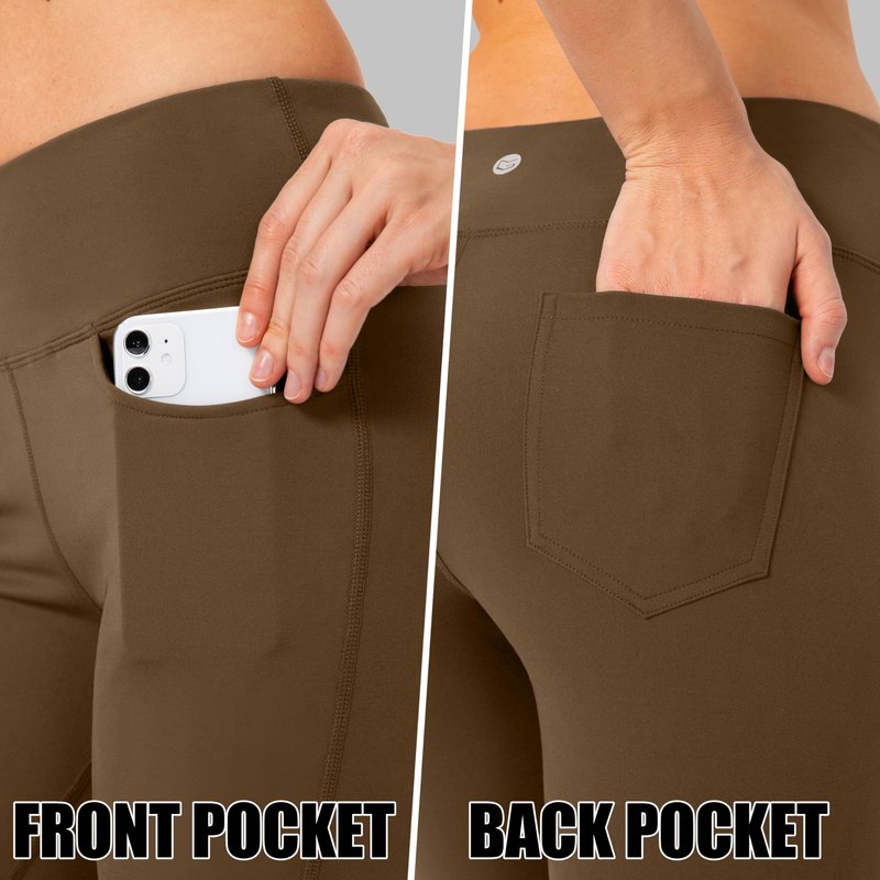 G Gradual Women's Yoga Pants with Pockets Flare Leggings High Waist Yoga Dress Pants Tall Bootcut Casual Work, Coffee, Medium