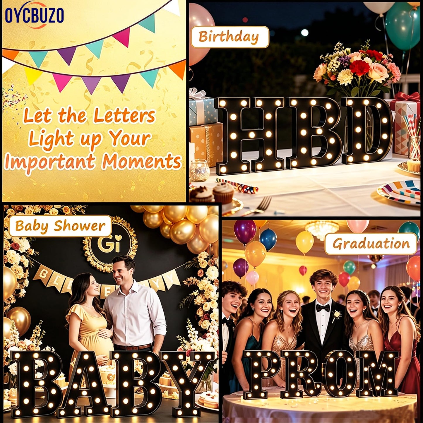 OYCBUZO Light Up Black Alphabet Marquee Letters Sign LED Marquee Number Lights Sign for Night Light Home Bar Christmas Lamp Birthday Party Wedding Decoration &