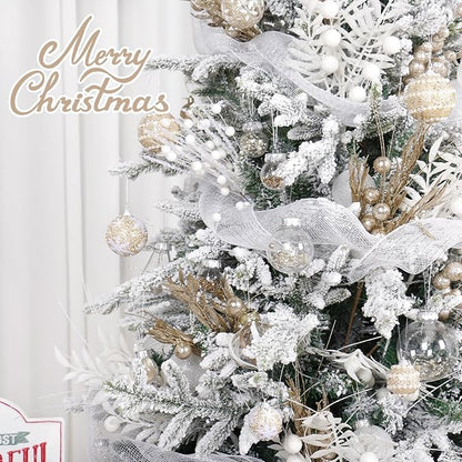 Super Holiday Christmas Ball Ornaments, 33PCS Champagne Clear Shatterproof Plastic Foam Ornaments Set for Hanging Xmas Tree Holiday Thanksgiving Party Decor.