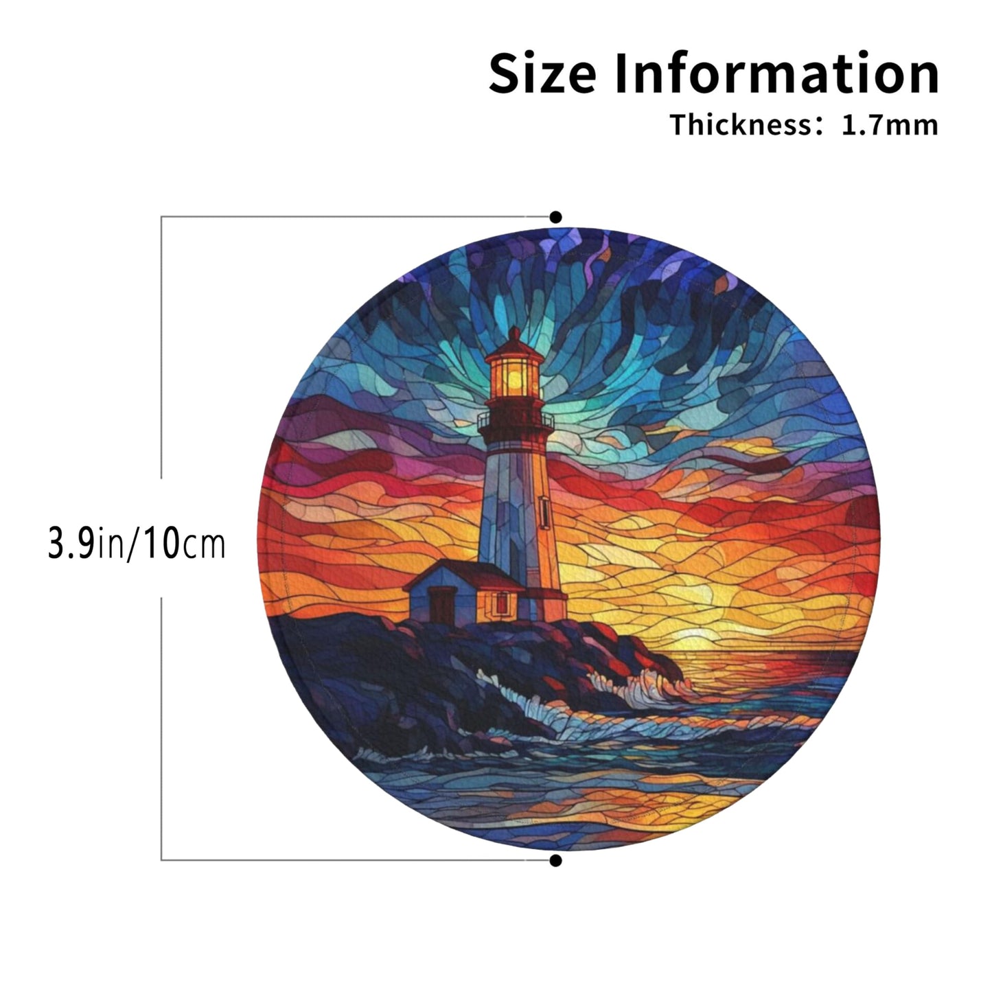 Lighthouse Coasters Leather Round Drink Coasters 6 Pcs Set with Holderor for Cup Drink Coffee Table Bar Home Decor