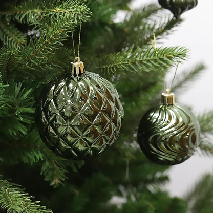 Christmas Ornaments Set with 36pcs Shatterproof Christmas Tree Decorations Multi-Size Christmas Ball Ornaments with 7 Styles Dark Green