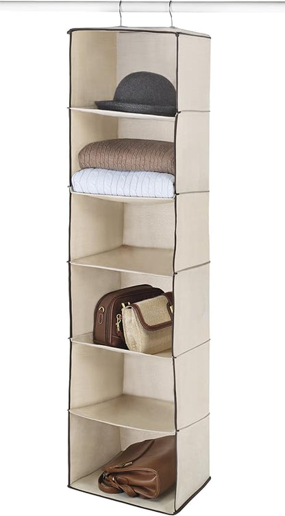 Whitmor Closet Organizer Heavy Duty Canvas 6 Shelf Hanging Accessory Bag