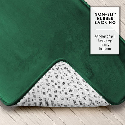 Clara Clark 3 Piece Bathroom Rugs Bath Mat Set, Velvet Memory Foam Bath Mats for Bathroom - Non-Slip, PVC Backing Bath Rugs, Washable - Dries Quickly, Green